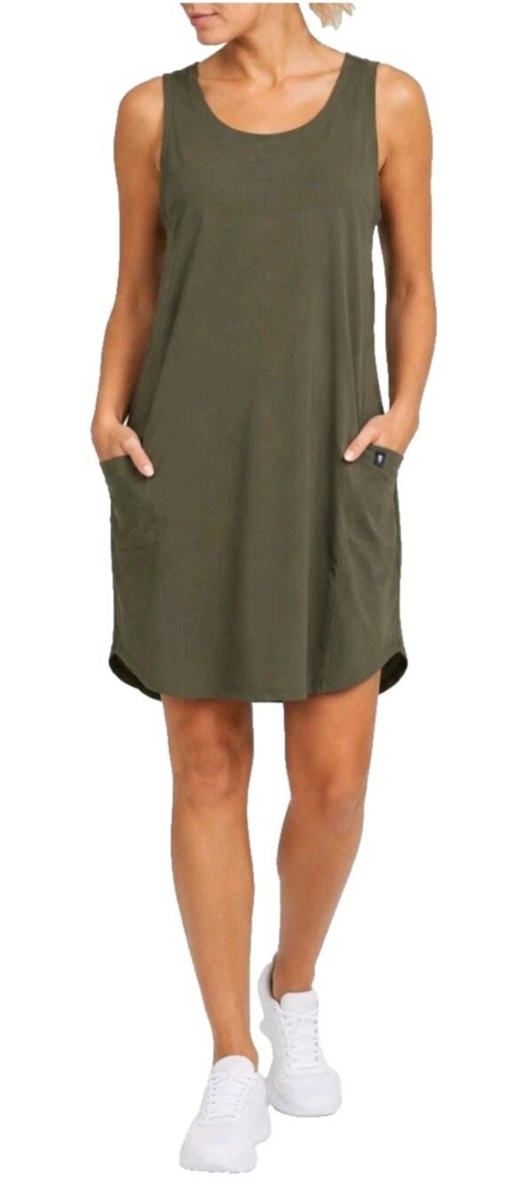 The North Face olive green Dawn Break sleeveless tank dress pockets
